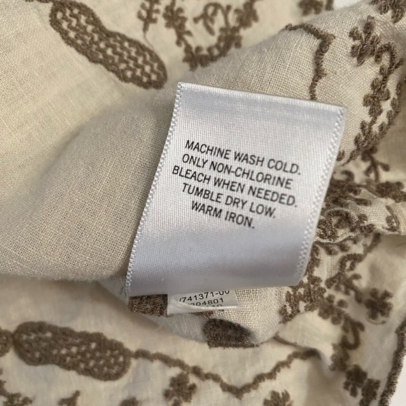 BANANA REPUBLIC Beige Short Sleeve Linen Blend Embroidered Women’s size Small - Picture 9 of 11